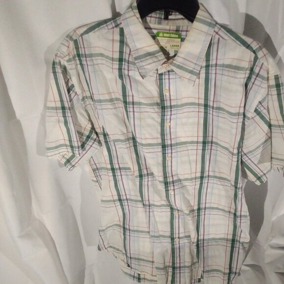 Men's Machine Custom Co.  Plaid Button Up Short Sleeve Shirt, Size L - Picture 4 of 6